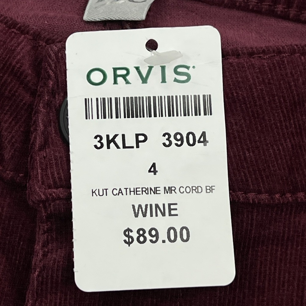 NEW Kut from the Kloth Pants Womens 4 Wine Red Catherine Boyfriend Corduroy Jean - Picture 2 of 12
